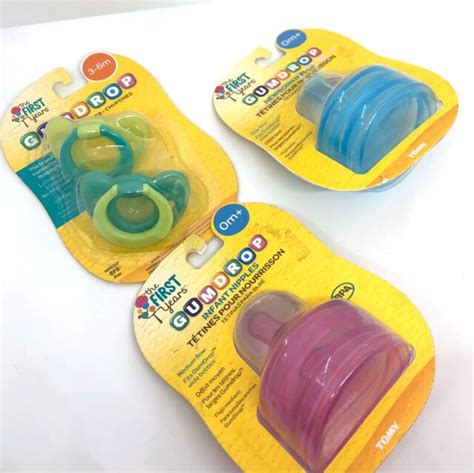 The First Years 2ct Gumdrop 0m Slow And Medium Flow Nipples And 3 6m Pacifiers Ebay