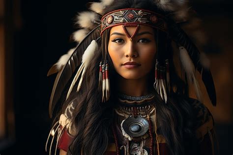 premium ai image native american population american indians authentic culture dress and