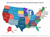 This map shows the most commonly spoken language in every US state ...