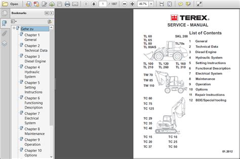 Terex Tw Series Workshop Service Repair Manual Pdf Download