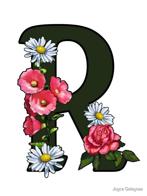 Letter R Initial First Letter Of Name Decorated With Flowers