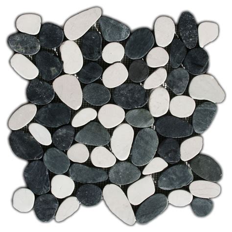 Sliced Black And White Pebble Tile Pebble Tile Usa