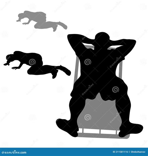 Vector Silhouettes Of Lying People Black Silhouette Of A Man On A Deck