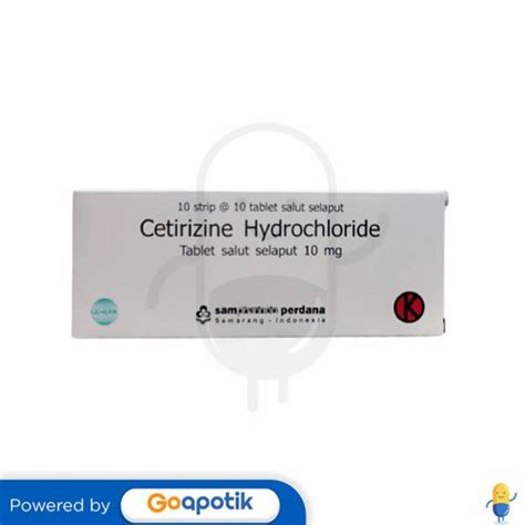 Cetirizine Hydrochloride Sampharindo 10 Mg Box 100 Tablet Kegunaan
