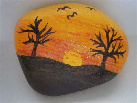 Sunset Painted Rock Painted Rocks