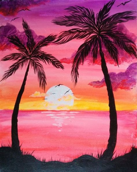 How To Use Acrylic Paints Brighter Craft Sunset Painting Easy