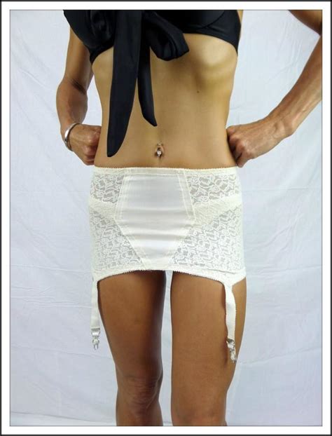 vintage 60s lacies by simone lace spandex open bottom girdle s white w garters ebay