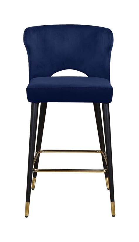 Overstock.com has been visited by 1m+ users in the past month Kelly Navy Blue Velvet Counter Stool (Set of 2) by ...