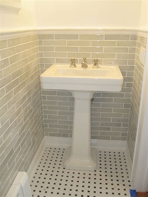 Powder Room Pedestal Sink Traditional Bathroom New York By