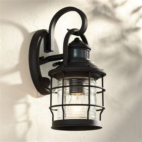 John Timberland Nautical Outdoor Wall Light Fixture Textured Black Cage