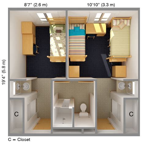 Suite Style Single And Double Room Type Aerial View Dorm Room