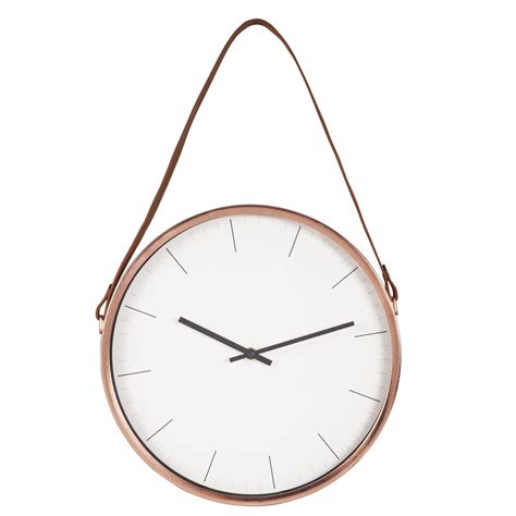 Round Copper Metal Wall Clock Maisons Du Monde