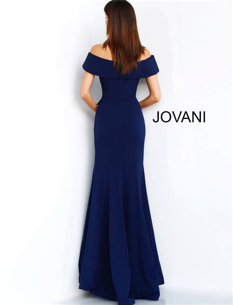 Jovani 62047 Navy Off The Shoulder Blazer Evening Dress