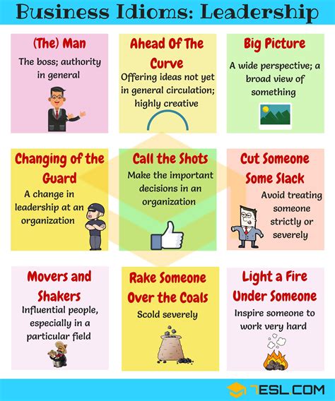 15+ Common Phrases & Idioms about Leadership in English • 7ESL | Idioms and phrases, Learn ...
