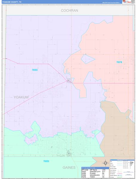 Yoakum County Tx Wall Map Color Cast Style By Marketmaps Mapsales