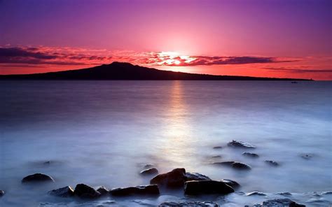 Wallpaper Landscape Sunset Sea Bay Rock Shore Reflection Beach