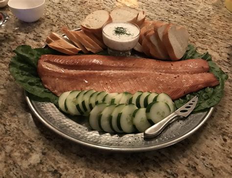 Homemade Smoked Salmon Platter With Caper Dill Sauce Food