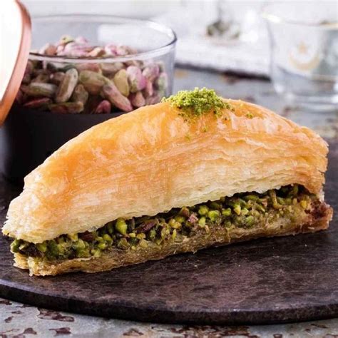 Traditional Fresh Delicious Turkish Carrot Slice Baklava With Pistachio