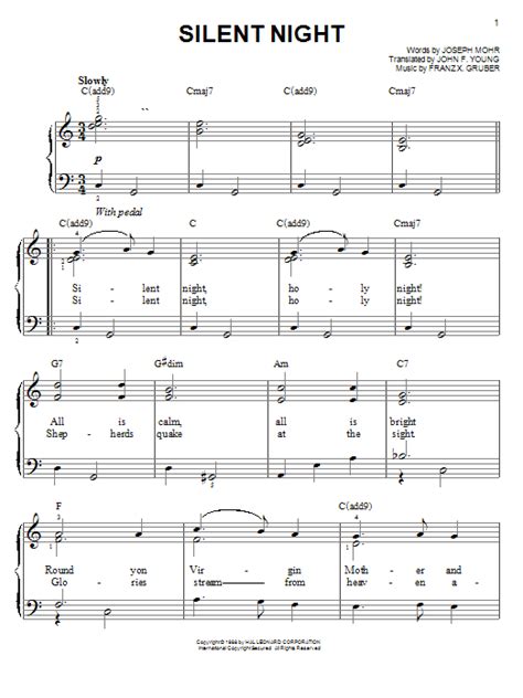 Silent night sheet music for piano. Silent Night Sheet Music | Franz Gruber | Easy Piano