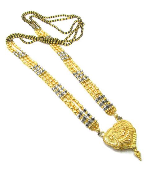 Gold Plated Disco Black Mani Crystal Long Patta Mangalsutra Necklace