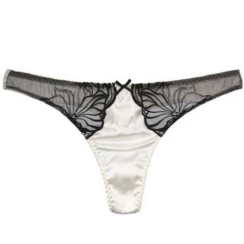 100 Pure Real Silk Women Panties Sex Underwear Girl High Quality Black Sexy Lace Ladies White