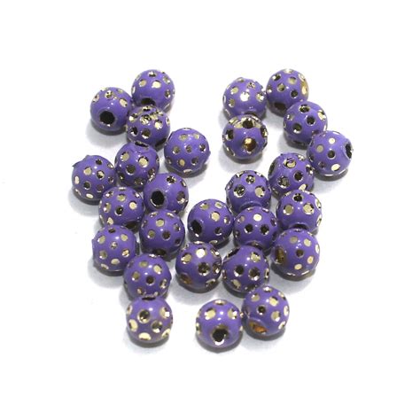 Purple Brass Beads Round 100 Pcs 6mm