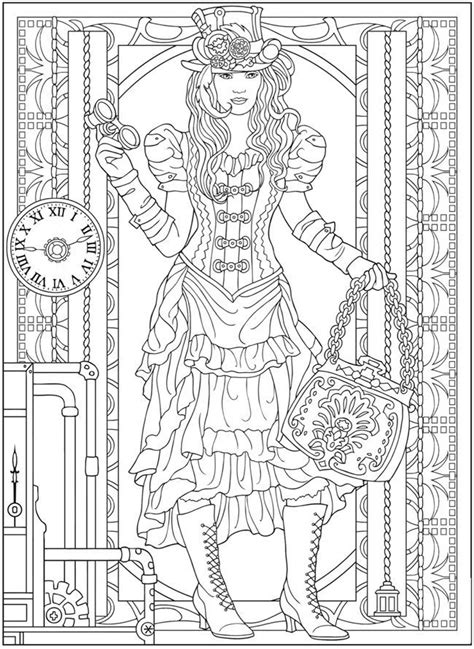 Dover Steampunk Coloring Pages Adult
