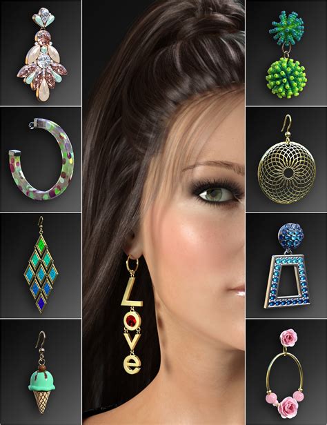 Statement Earrings Megapack For Genesis 8 And 8 1 Females Daz 3d