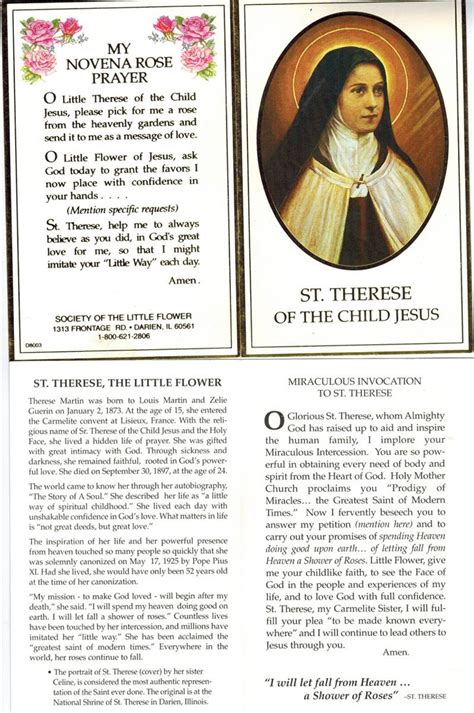 St Therese Prayer Card Printable Printable Cards