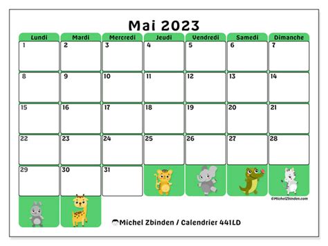 Calendrier Mai 2023 à Imprimer “441ld” Michel Zbinden Be