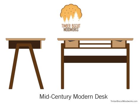 Mid Century Modern Desk Plans Woodworking Project Plans Etsy