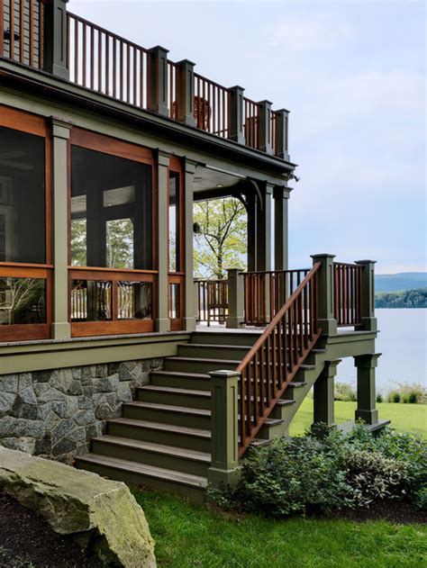 A staircase or stairway is one or more flights of stairs leading from one floor to another, and includes landings, newel posts, handrails, balustrades and additional parts. Exterior Deck Stair Landing | Houzz
