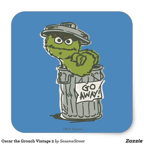 Oscar The Grouch Vintage 2 Square Sticker Oscar The