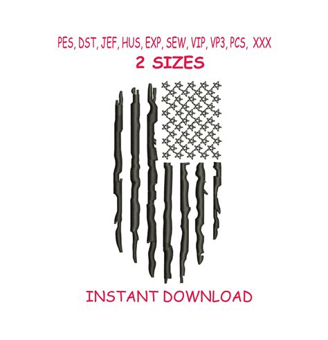 Distressed American Flag Usa Black And White Flag Machine Embroidery