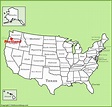 Portland location on the U.S. Map