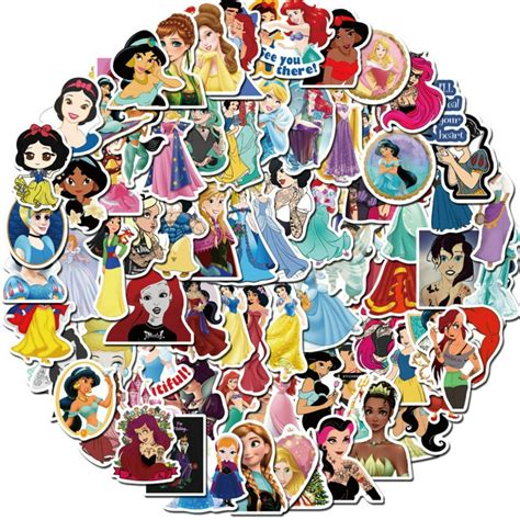 Disney Princesses Themed Set Of 50 Assorted Stickers Decal Set