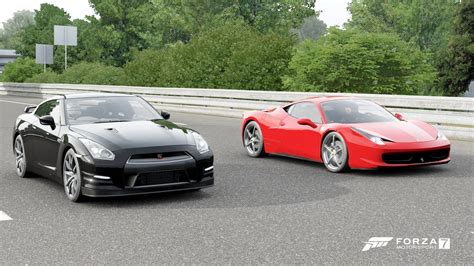 Видео nissan gtr vs ferrari канала figa design. Forza 7 Drag race: Ferrari 458 Italia vs Nissan GTR Black Edition (2012) - YouTube