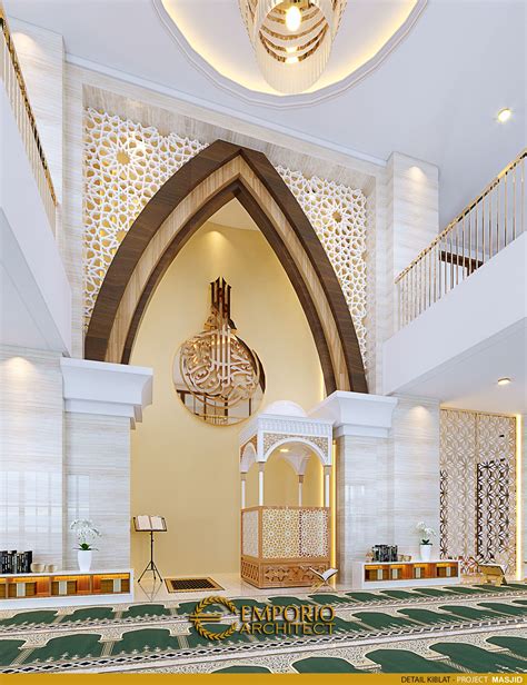 Desain Ruang Ibadah Interior Masjid Al Jihad Style Modern 3 Lantai Di