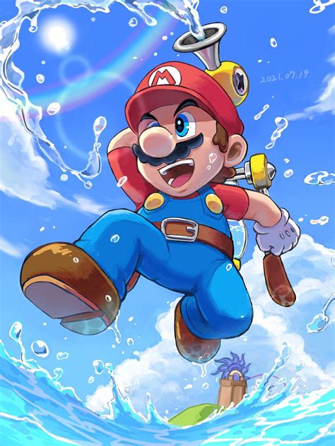 ヤマリ On Twitter Super Mario Art Super Mario Sunshine Nintendo Mario Bros