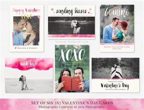Set Of Valentines Day Cards 5x7 Card Templates Creative Market