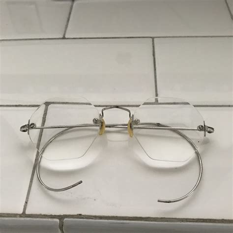 Antique Eyeglasses Silveer Wire Rim Collectible Display Farmhouse