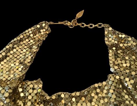 Classic Gold Chain Mail Bib Necklace By Designer Whiting And Davis For