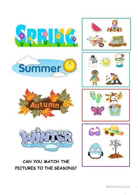 Seasons Worksheets Worksheets For Kids Different Seasons Four