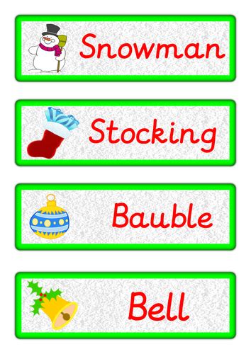 Christmas Vocabulary Cards And Word Mat Teaching Resources