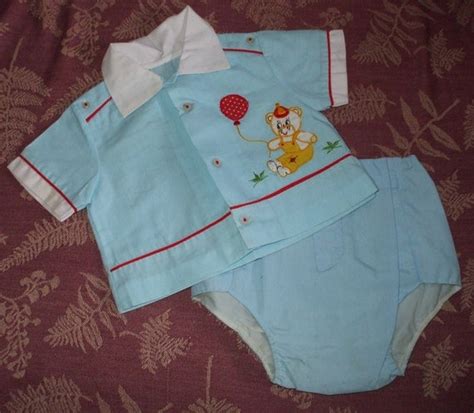 Baby Boy Outfit Vintage 1950s60s Blue W Applique Nos