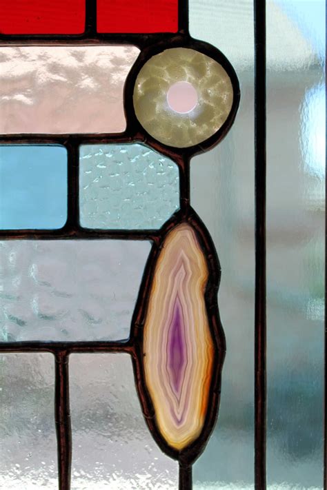 Mosaic Canyon Multi Colored Stained Glass Panel With Agates Etsy
