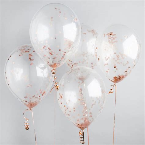 Rose Gold Confetti Balloons X5 Birthday Balloons And Accessories