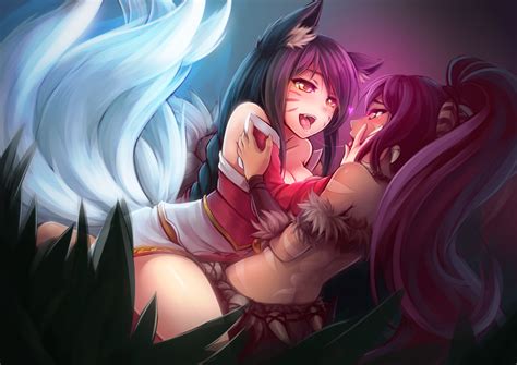 Ahri And Nidalee League Of Legends Drawn By Ricegnat Danbooru