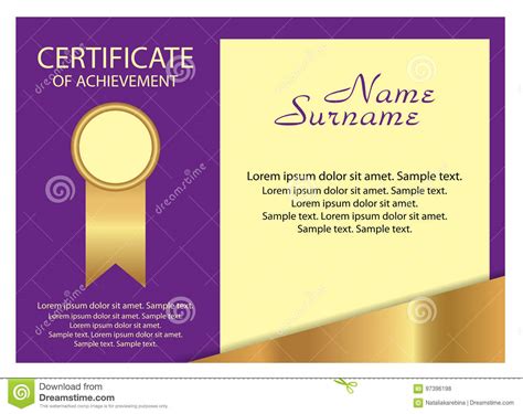 Certificado De La Plantilla De Logro Oro Elegante Y Des Púrpura