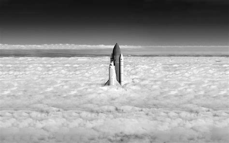 Gray And Black Aircraft Space Shuttle Monochrome Vehicle Space Hd